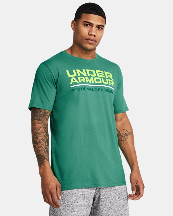 เสื้อแขนสั้น UA Wordmark สำหรับผู้ชาย in Green image number 0